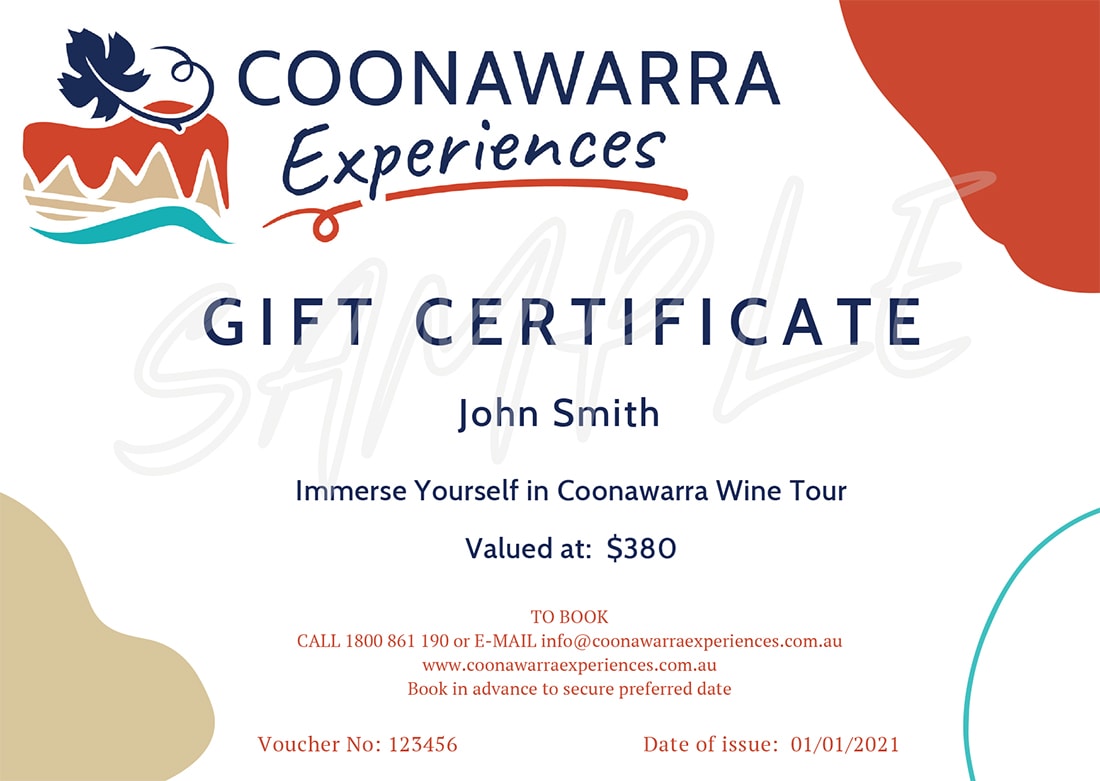 Coonawarra Experiences Sample Gift Certificate With Watermark