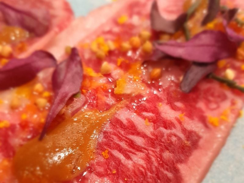 Delicious full-blood Wagyu carpaccio served at the award winning Mayura Station Tasting Room