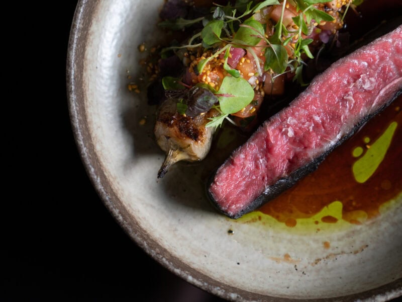 Signature Mayura Wagyu beef dish with seasonal accompaniments.