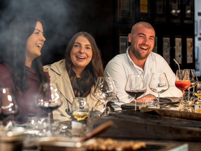 Guests enjoying the Chef's Table dining experience at Mayura Wagyu Steakhouse.