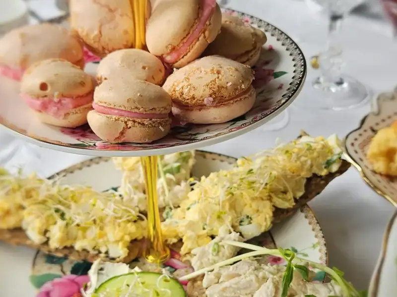 Macarons and savoury canapés served at the Yallum Park high tea