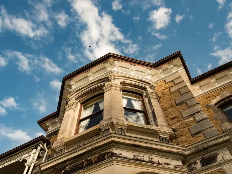 Yallum Park mansion tower and roofline against the South Australian sky